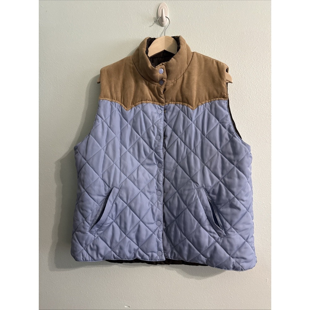 Roper Women's Quilted‎ Puffer Vest Rodeo Western Cowgirl Suede Reversible 1X